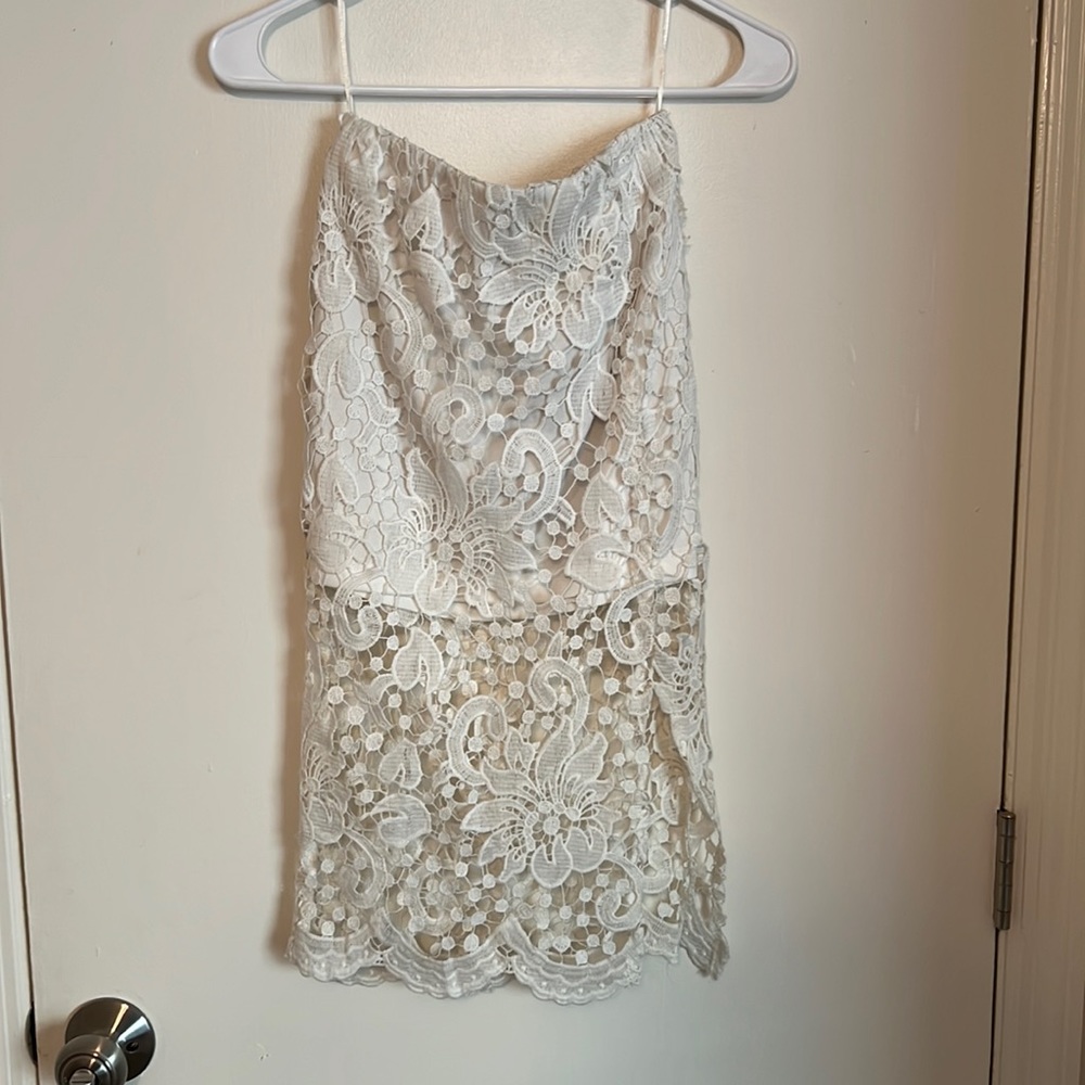LF off-white crochet skirt